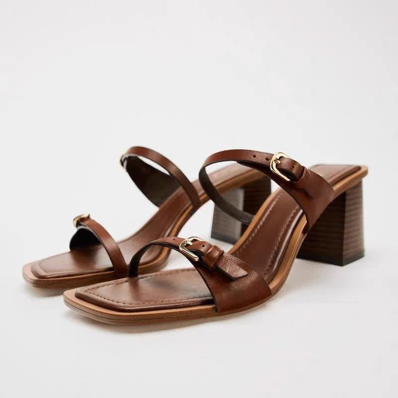 Stylish Buckled Ankle Sandals - OutfitLondon