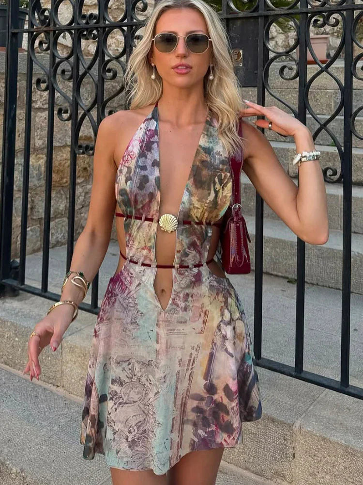 Strapless Cut Out High Low Club Dress - OutfitLondon