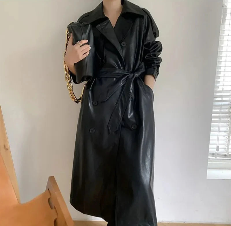 Premium Fake Leather Women's Parka Coat - OutfitLondon