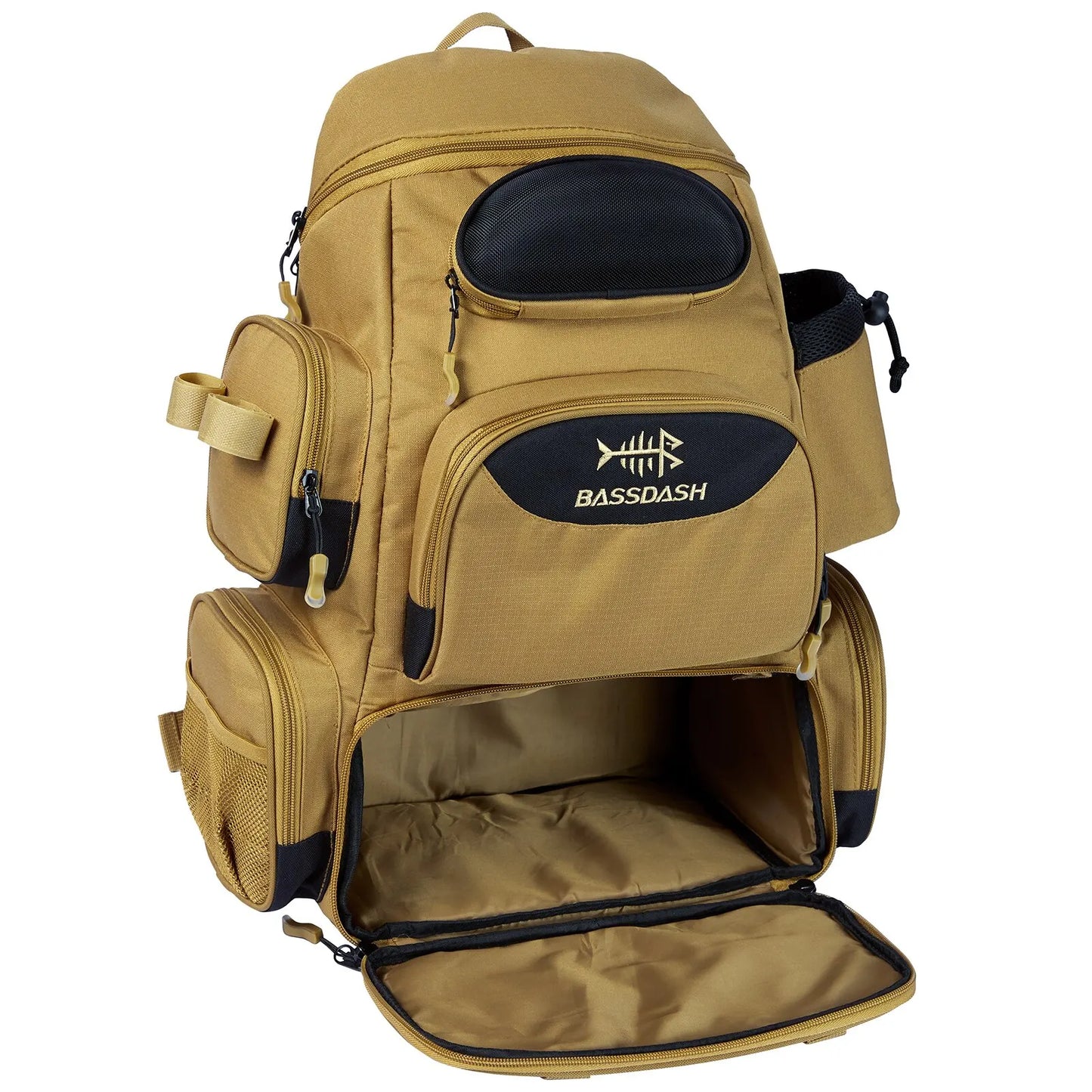 Waterproof Fishing Tackle Backpack with Rod Pocket & Rain Hood