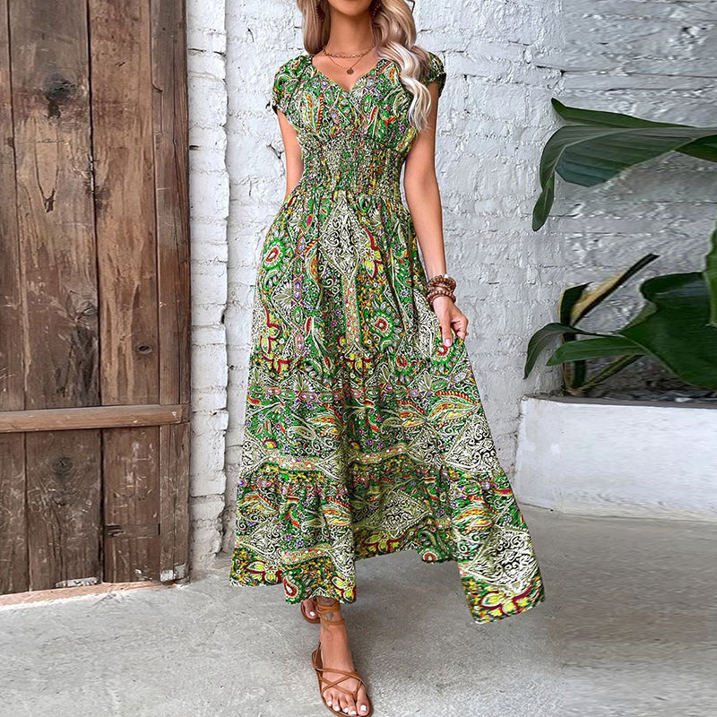 Vibrant Flower Long Summer Dress for Women