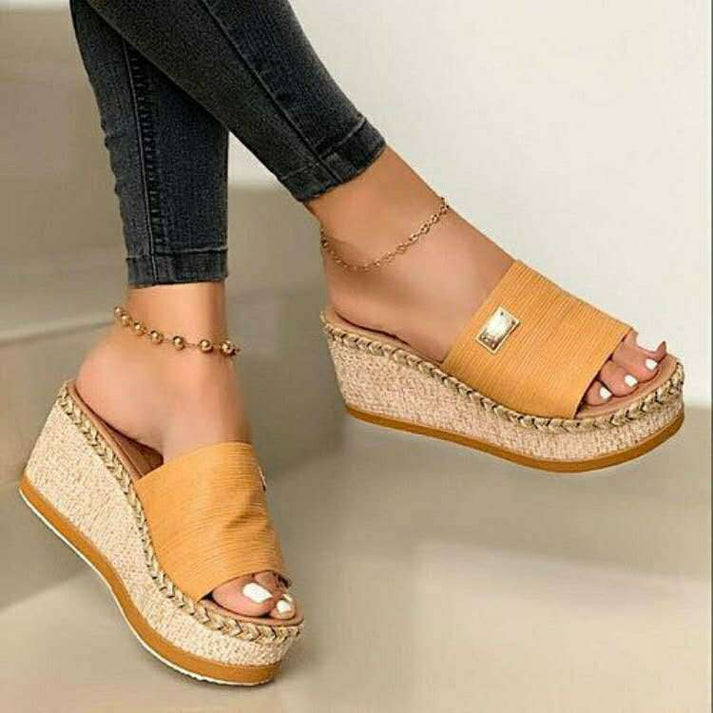 Comfortable Brown Espadrille Wedge Sandals