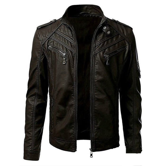 Vintage Style Leather Biker Jacket for Men