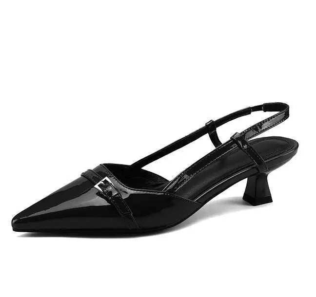 Chic Low Heel Toe Leather sandals for Women