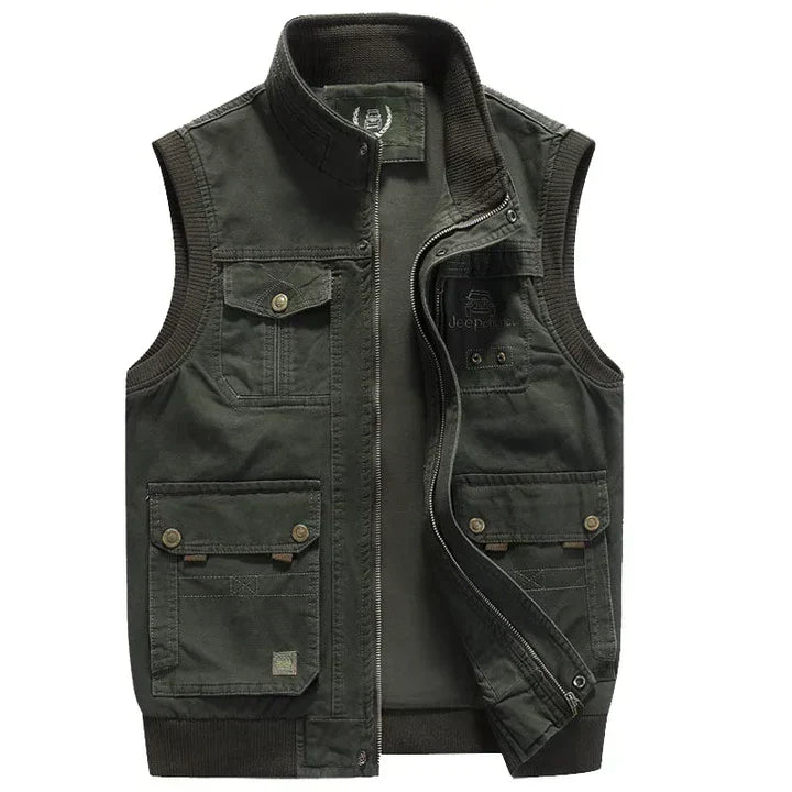 Classic Men's Multi Pocket Leather Vest - OutfitLondon