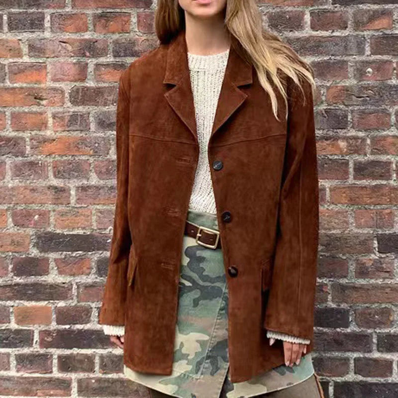 Women's Suede Trench Coat - OutfitLondon
