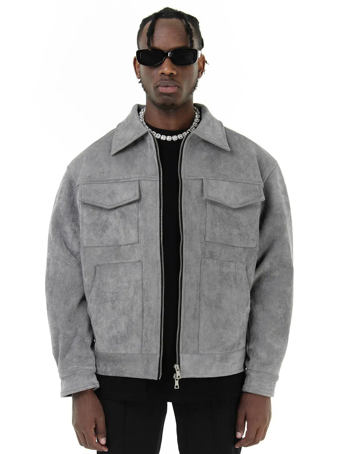 Premium Suede Parka Coat - Grey City Style