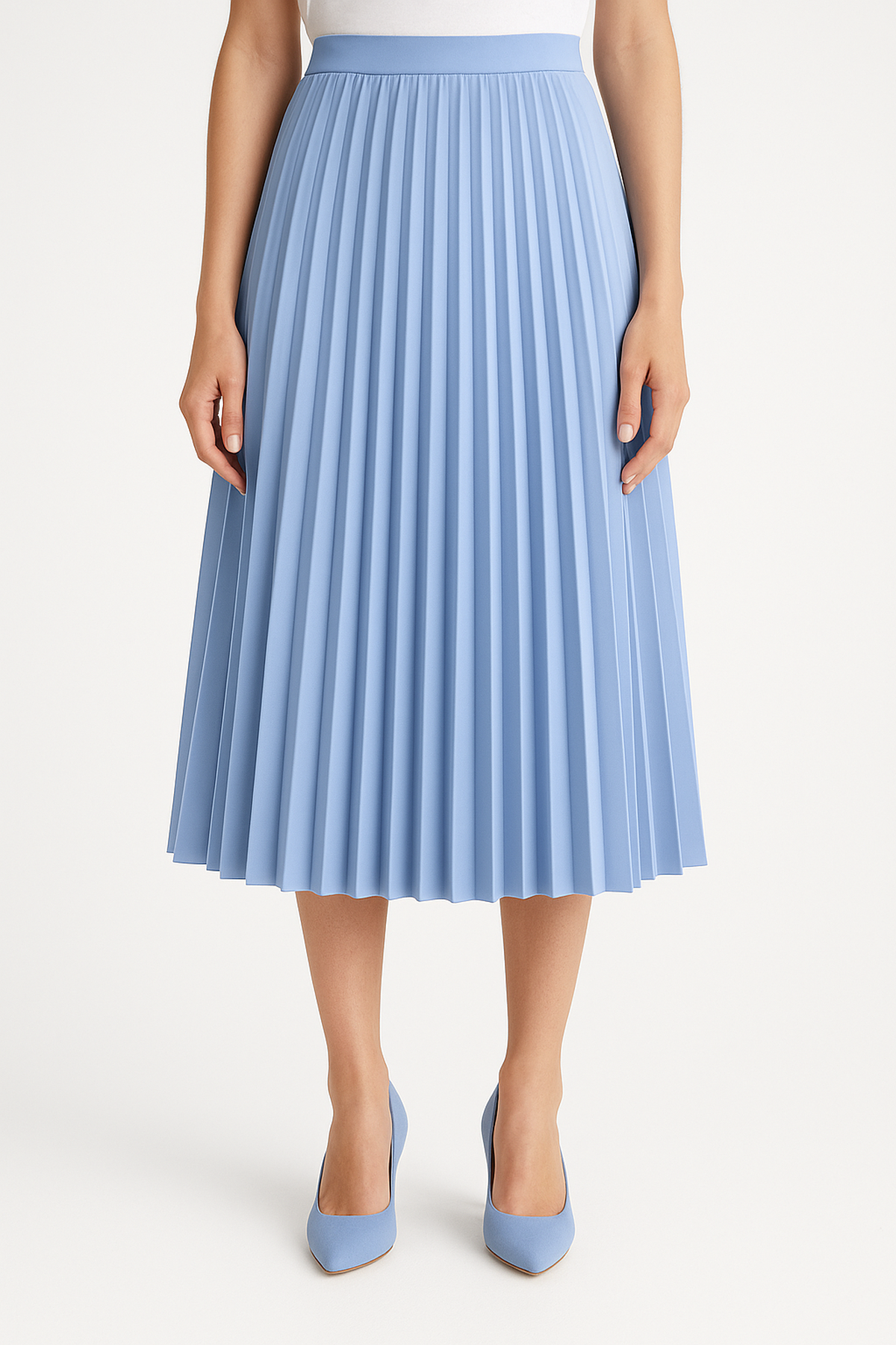 Flattering High Waist Flowy Satin Skirt