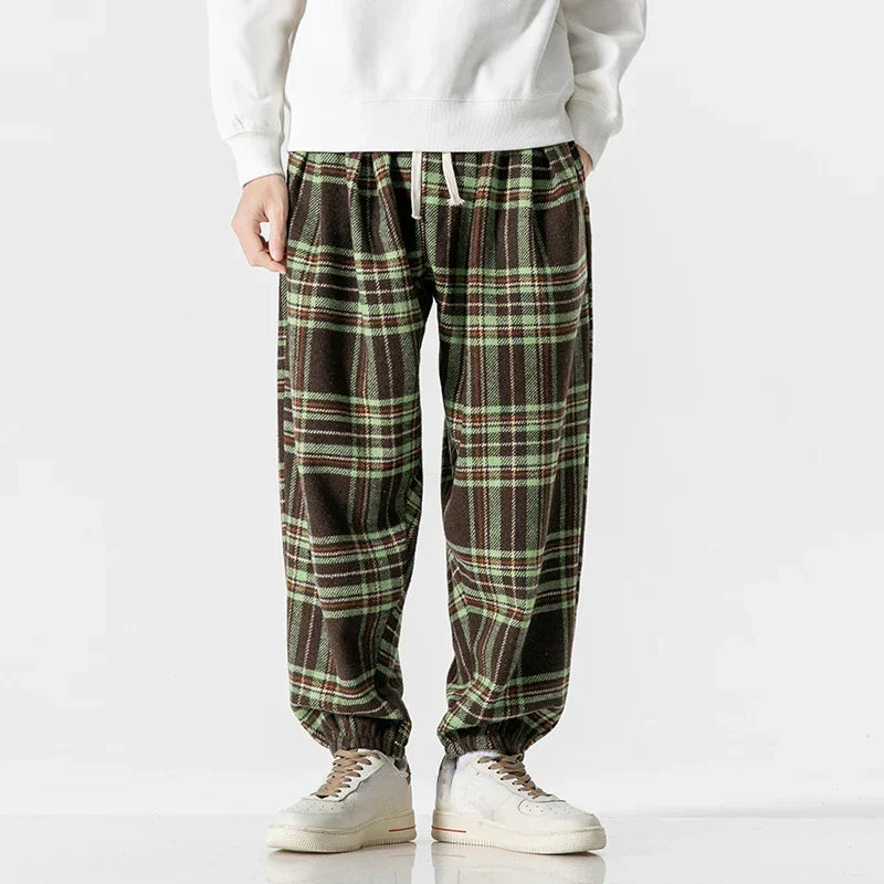 Men's Plaid Sweatpants Soft Breathable Adjustable Waist