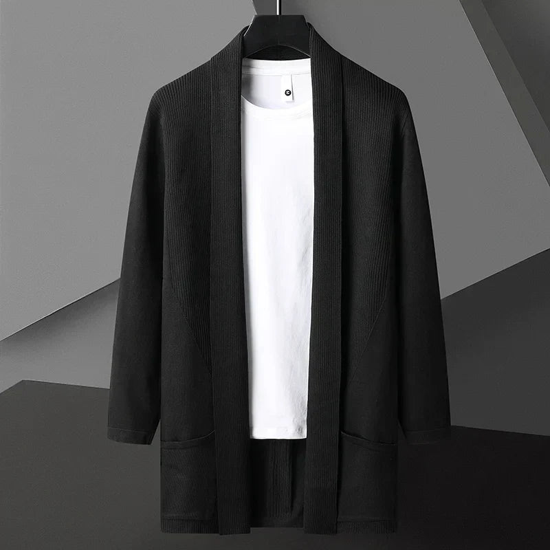 Men's Lightweight Cardigan Matte Cotton Linen Blend Open Front