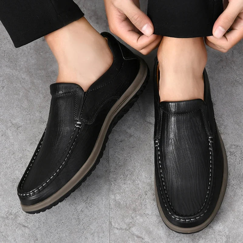 Real Leather Slip On Shoes