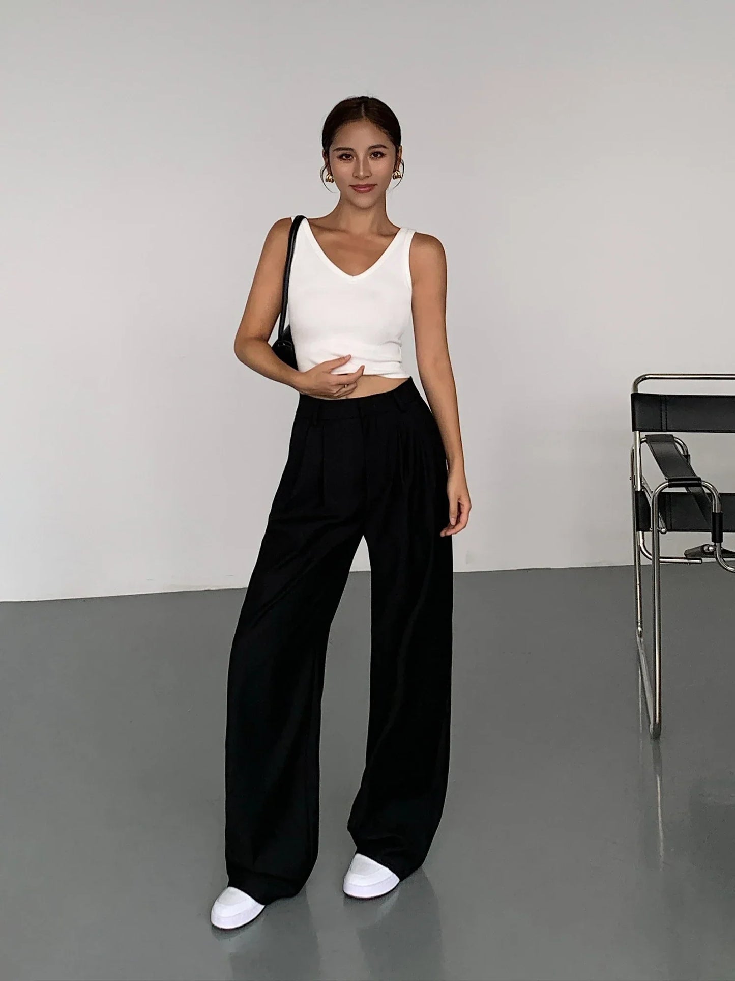 Vibrant High Waisted Loose Fit Suit Pants