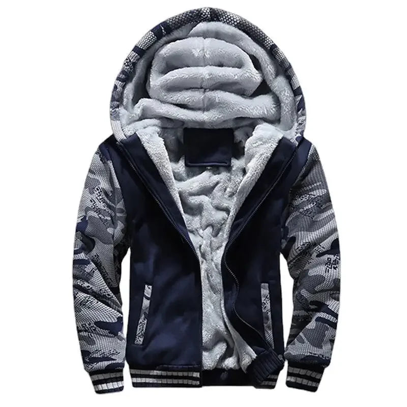 Warm Hooded Quilted Fleece Coat