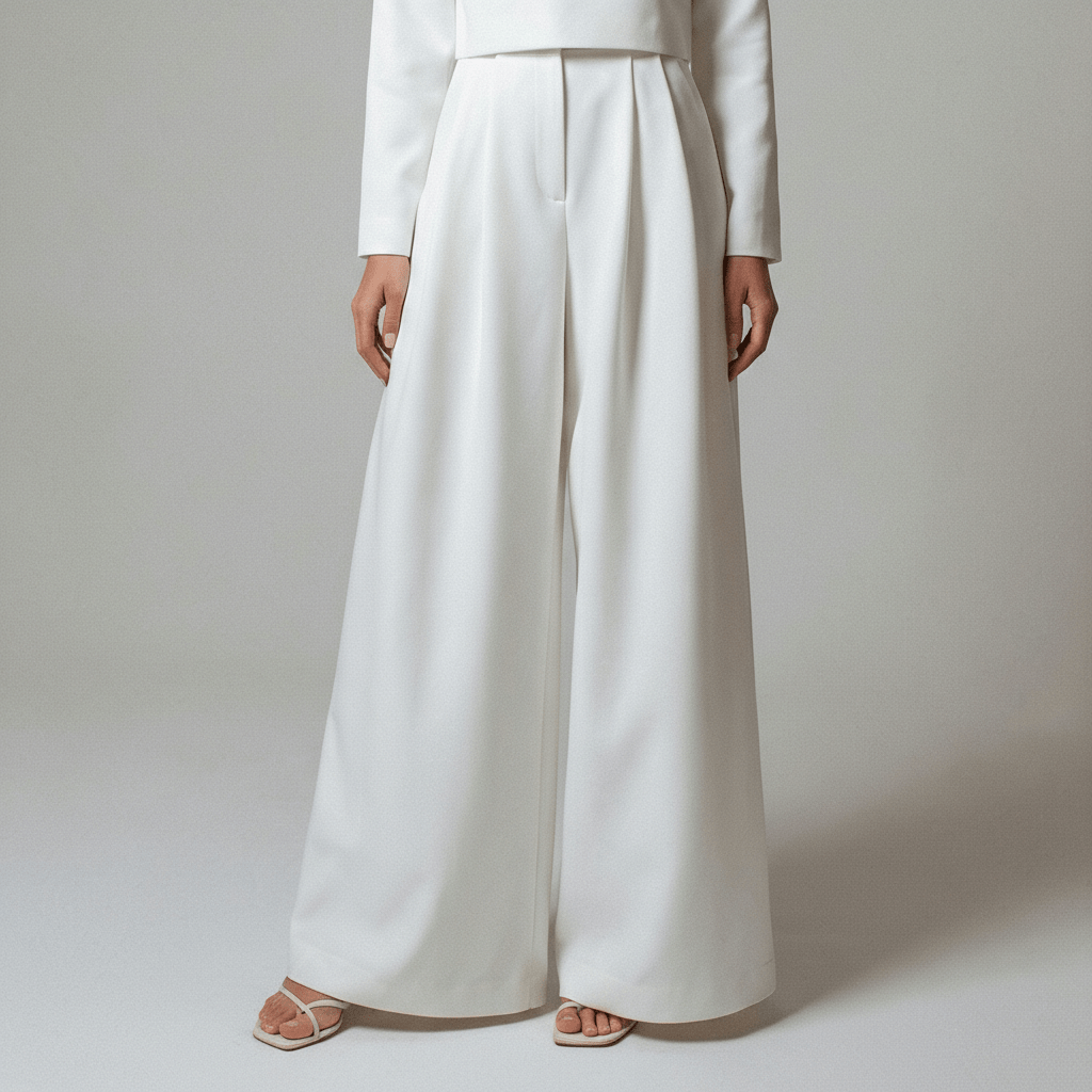 Casual Long Sleeve Crop Top and Palazzo Pants Set