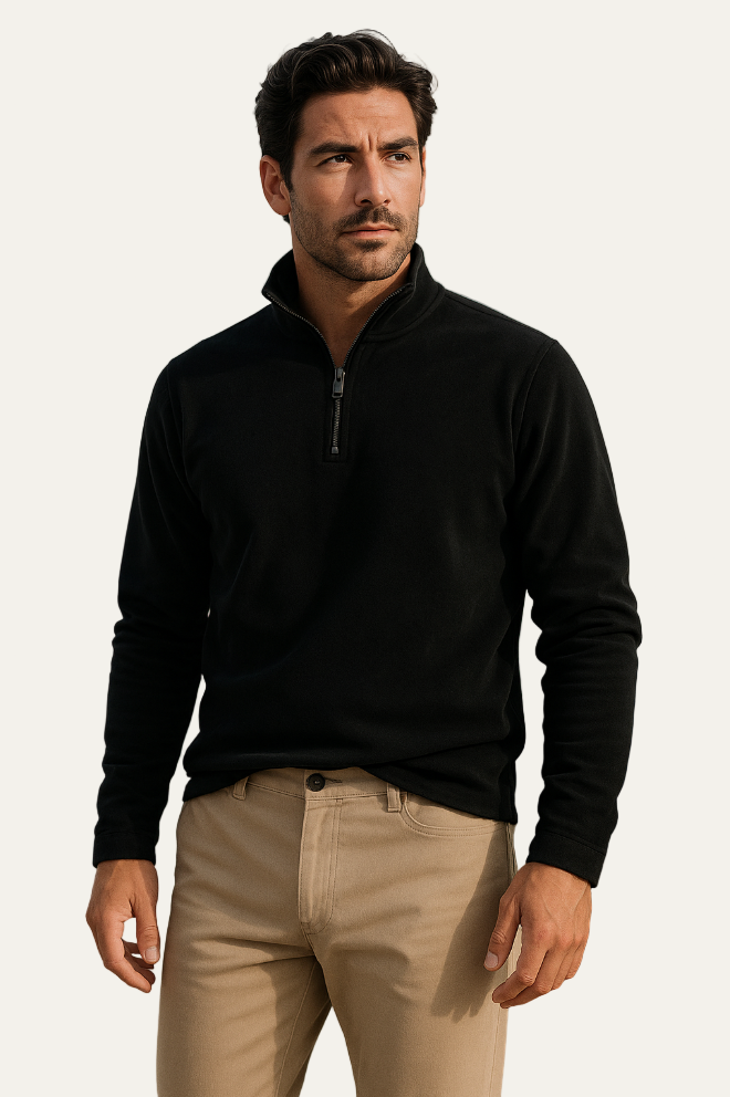 Men's Thick Quilted Zip Neck Sweater
