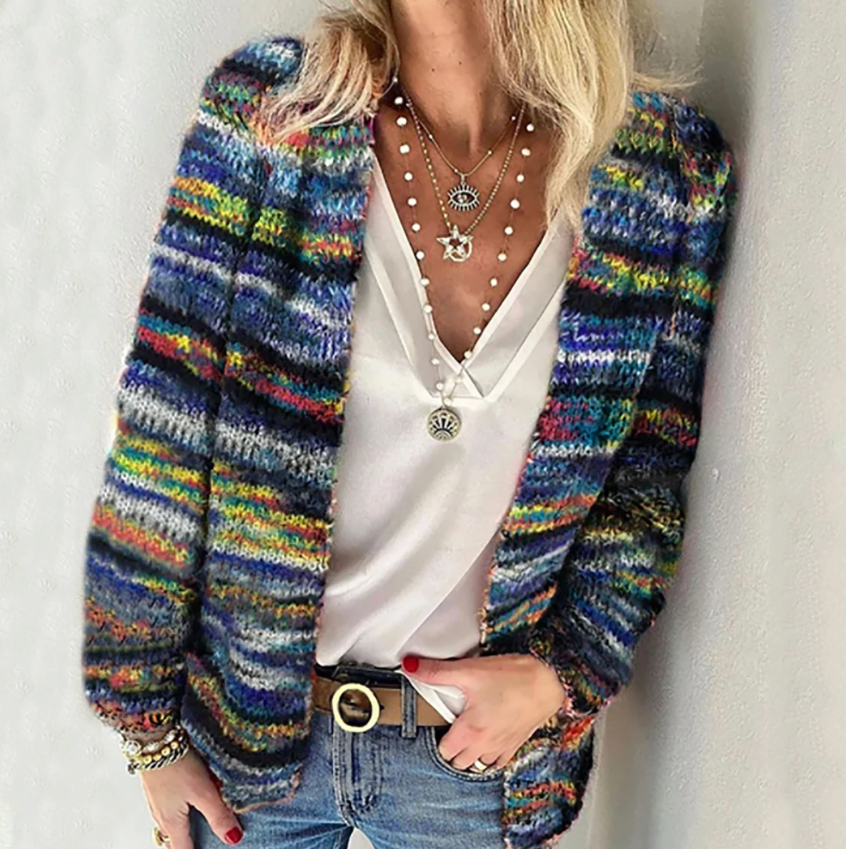 Colorful Women's Knit Cardigan