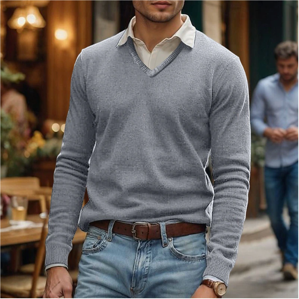 Casual Men's V Neck Pullover Sweater