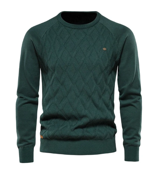 Fitted Textured Crew Neck Sweater