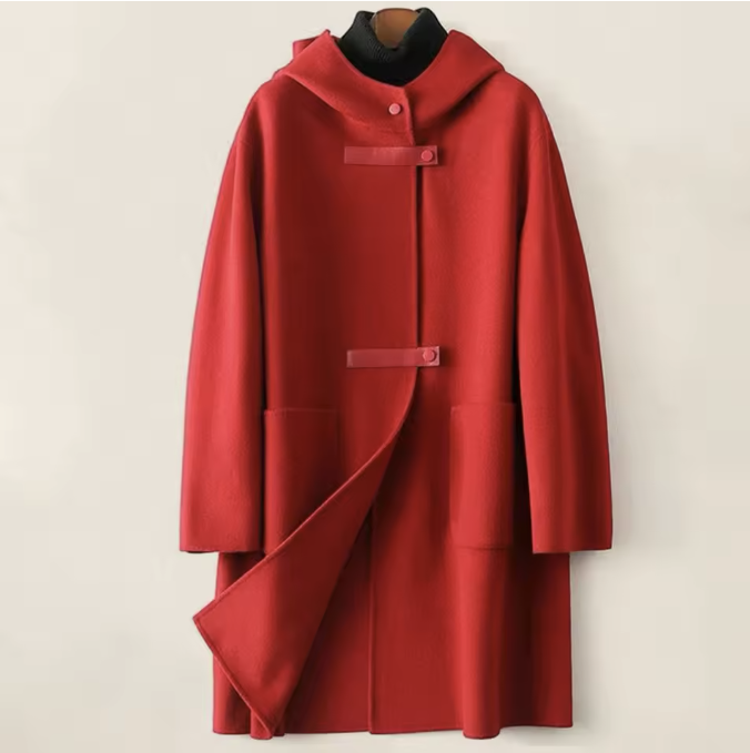 Women's Hooded Wool Overcoat