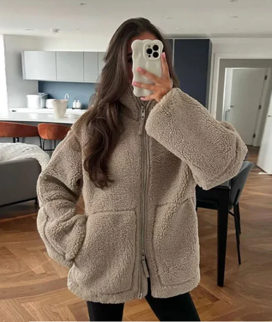 Soft Women's Large Fleece Zip Up Jacket