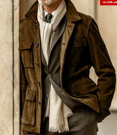 Leather Button Front Mens Jacket