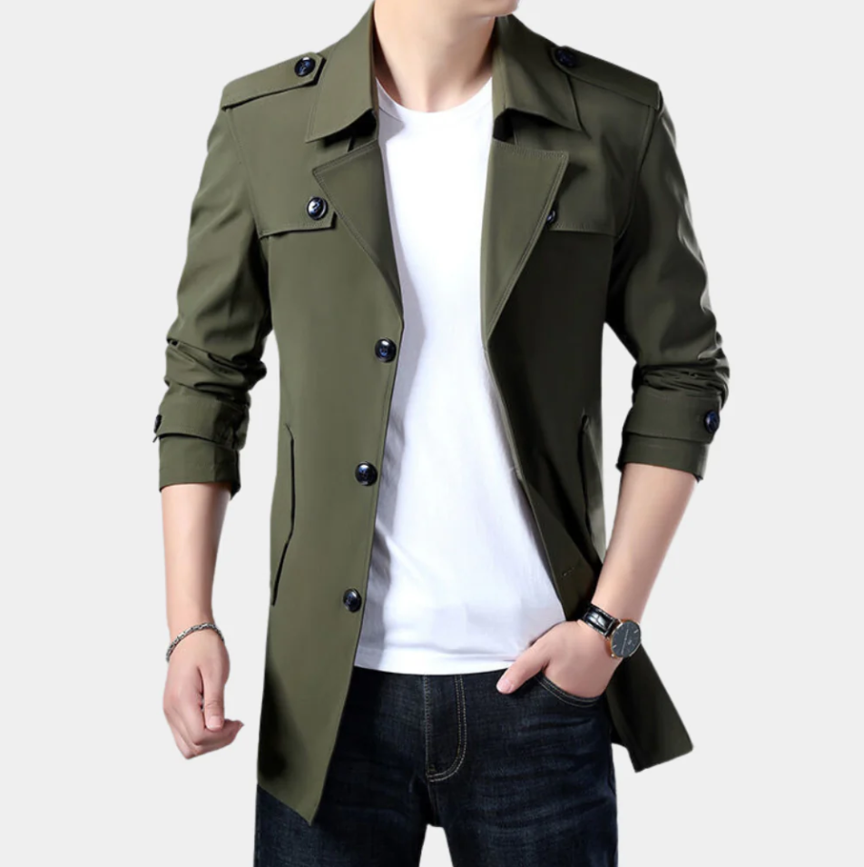 Elegant Mens Classic Trench Coat