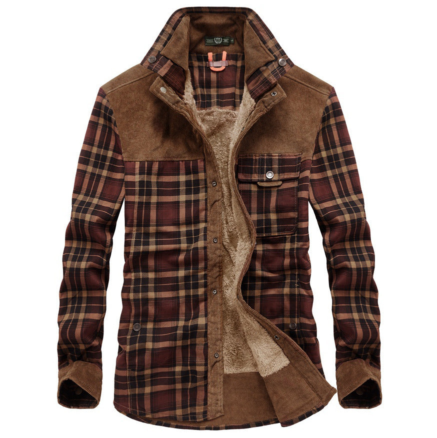 Warm Flannel Plaid Shirt with Fleece Inside