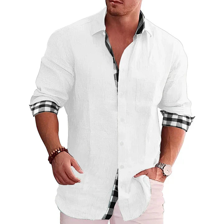 Relaxed Fit Men's Shirt with Rolled Up Sleeves