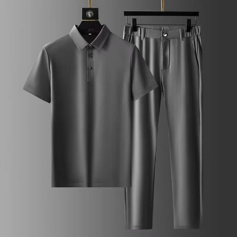 Fit Men's Polo Shirt and Pants 2-Piece Set