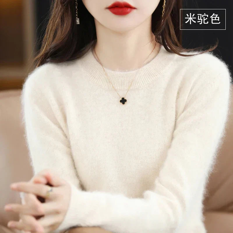 Cozy Ladies Classic Crew Neck Cashmere Sweater
