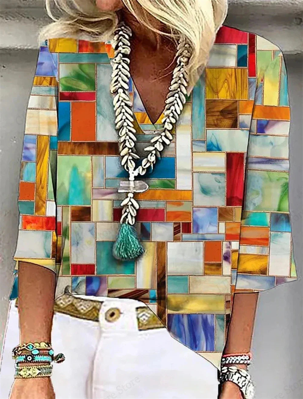 Comfy Floral V Neck Summer Tee Shirt