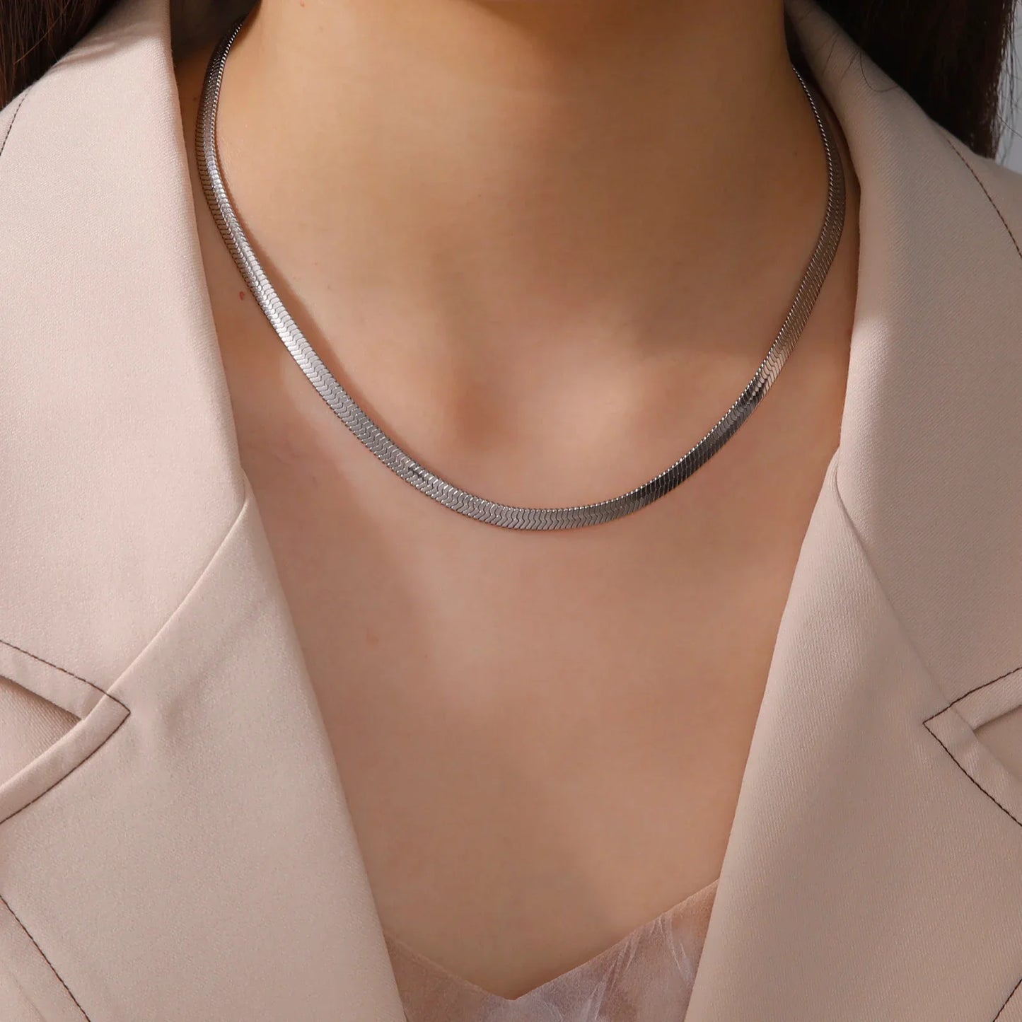 Elegant Sterling Silver Snake Chain Necklace