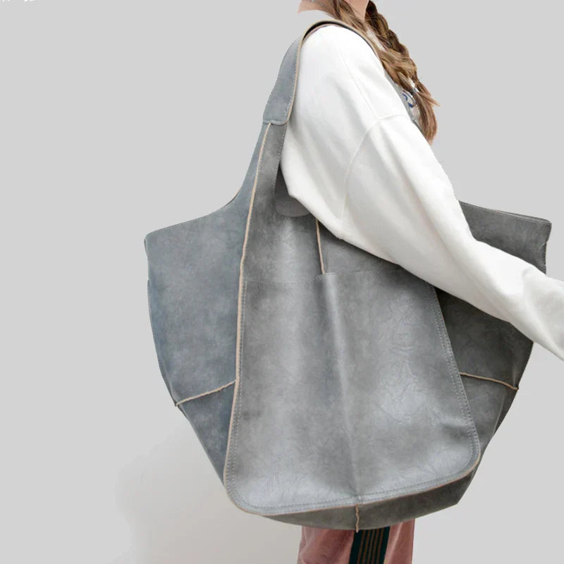 OutfitLondon Leather Tote Bag Spacious With Deep Pockets