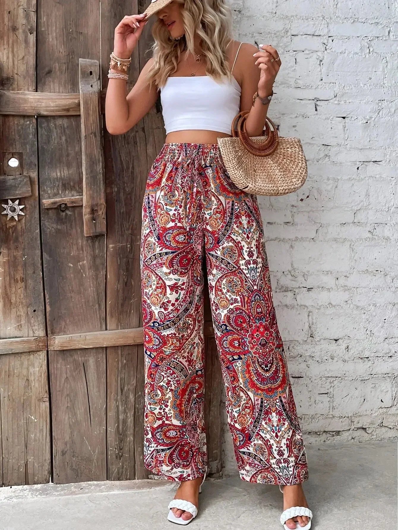 Relaxed Fit Soft Elastic Printed Ladies Pants