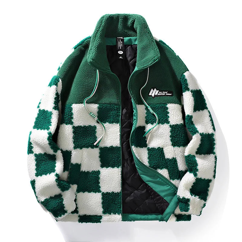 Warm Plaid Fleece Coat for Winter