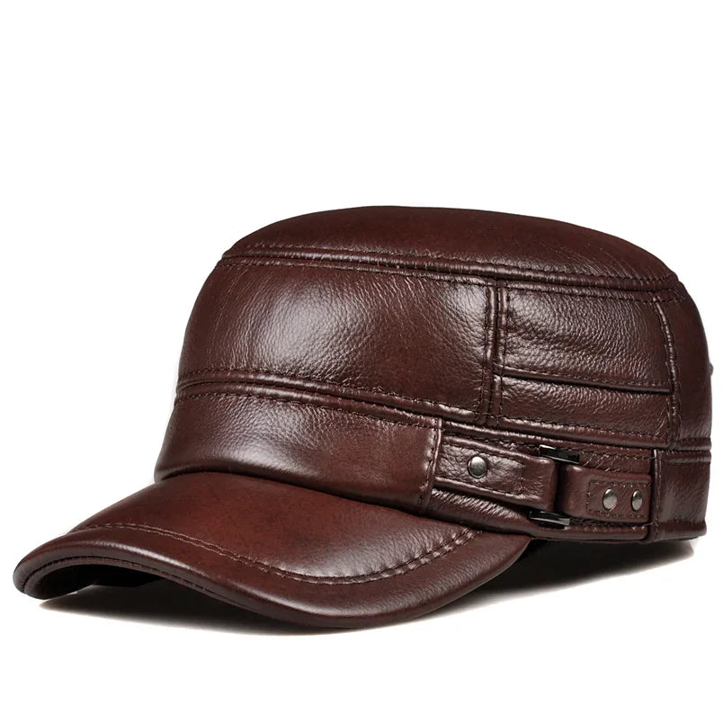 Warm Faux Fur Leather Beanie Hat
