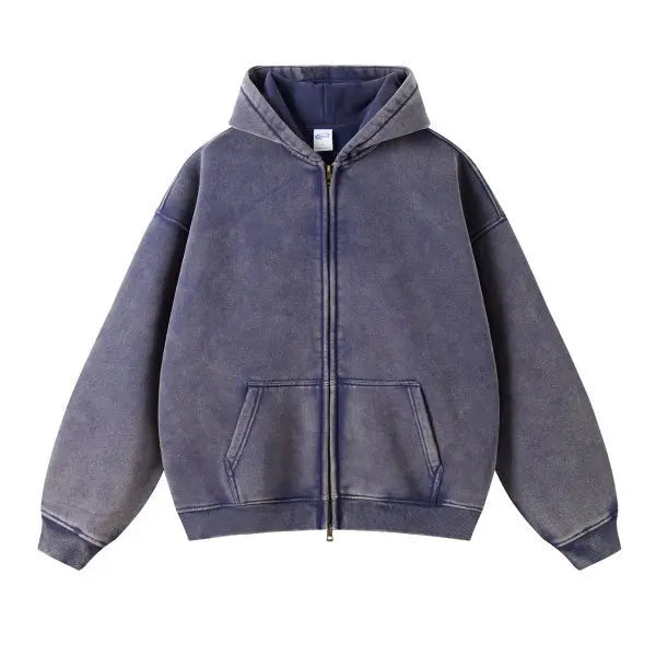 Trendy Ripped Full Zip Hooded Jacket