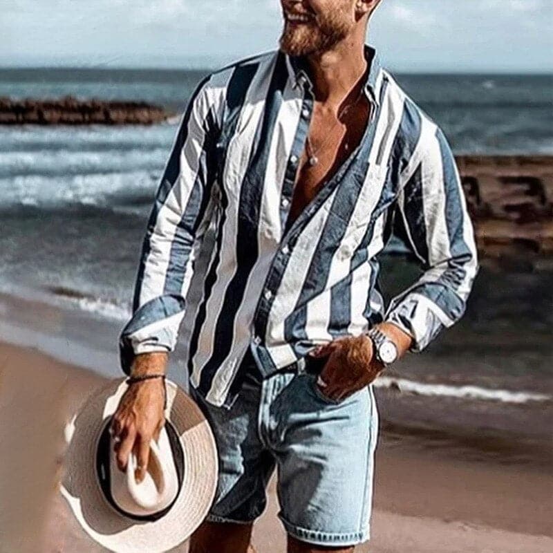 Casual Stripe Long Sleeve Button Down Shirt