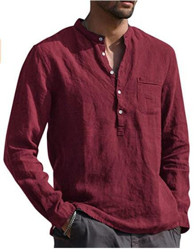 Comfortable V Neck Long Sleeve Polyester Shirt
