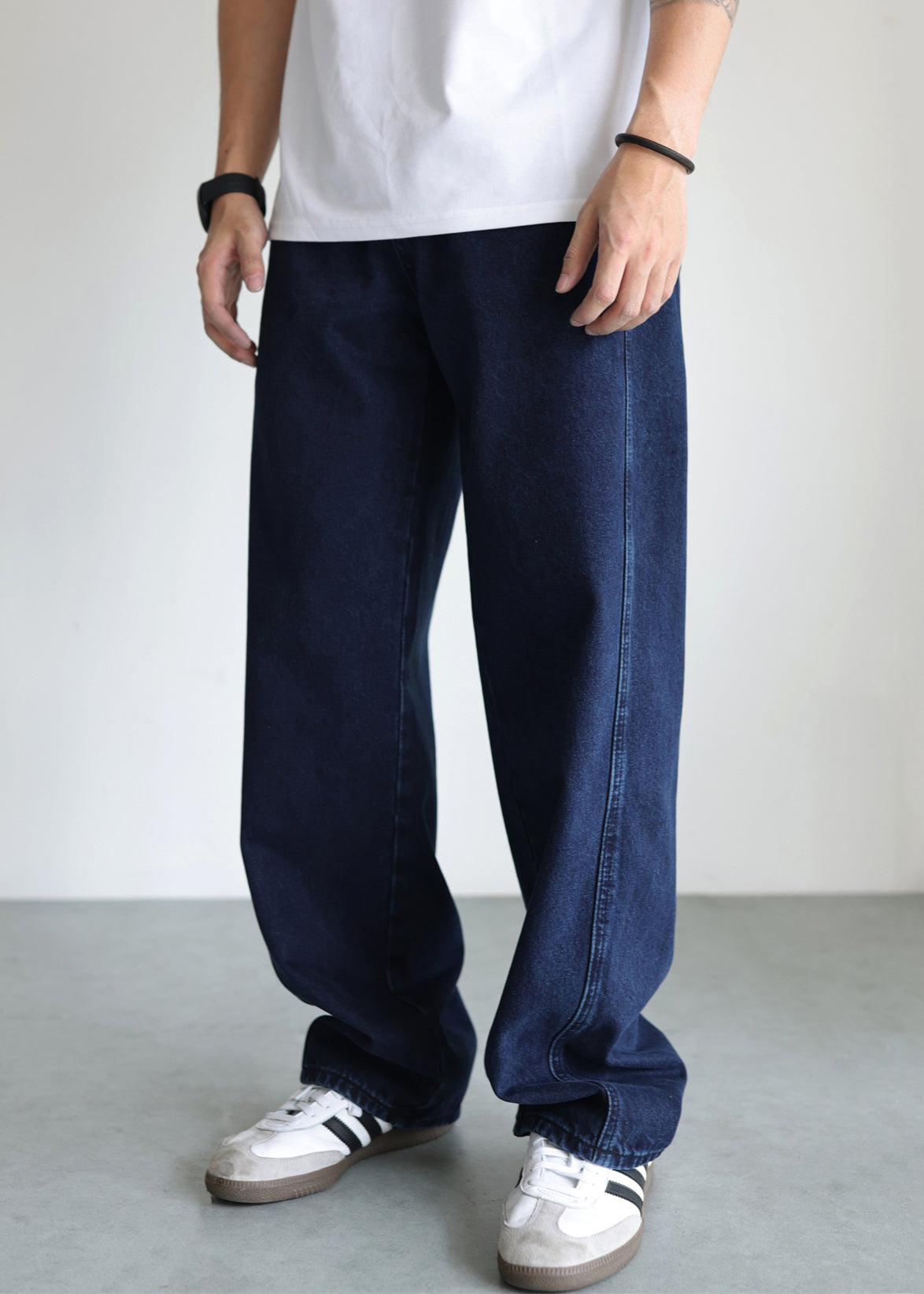 Men's High Waist Denim Jeans Blue - OutfitLondon