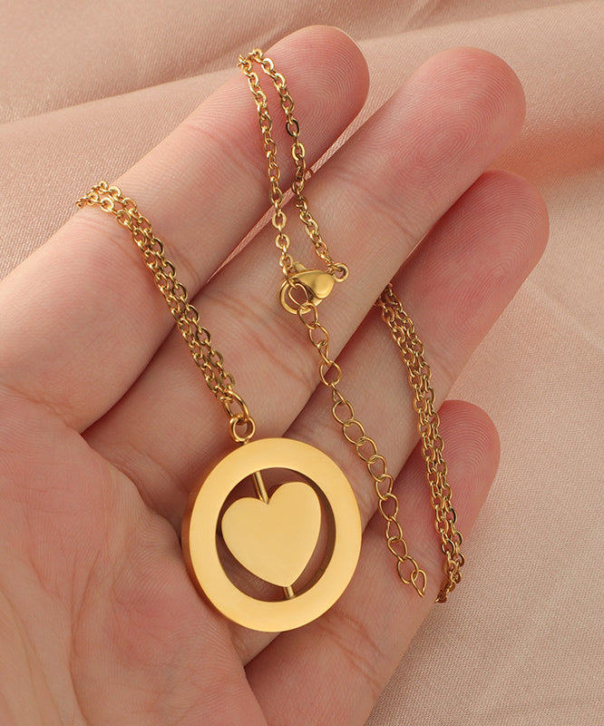 Women's Gold Tone Stainless Steel Love Pendant Necklace 50cm - OutfitLondon
