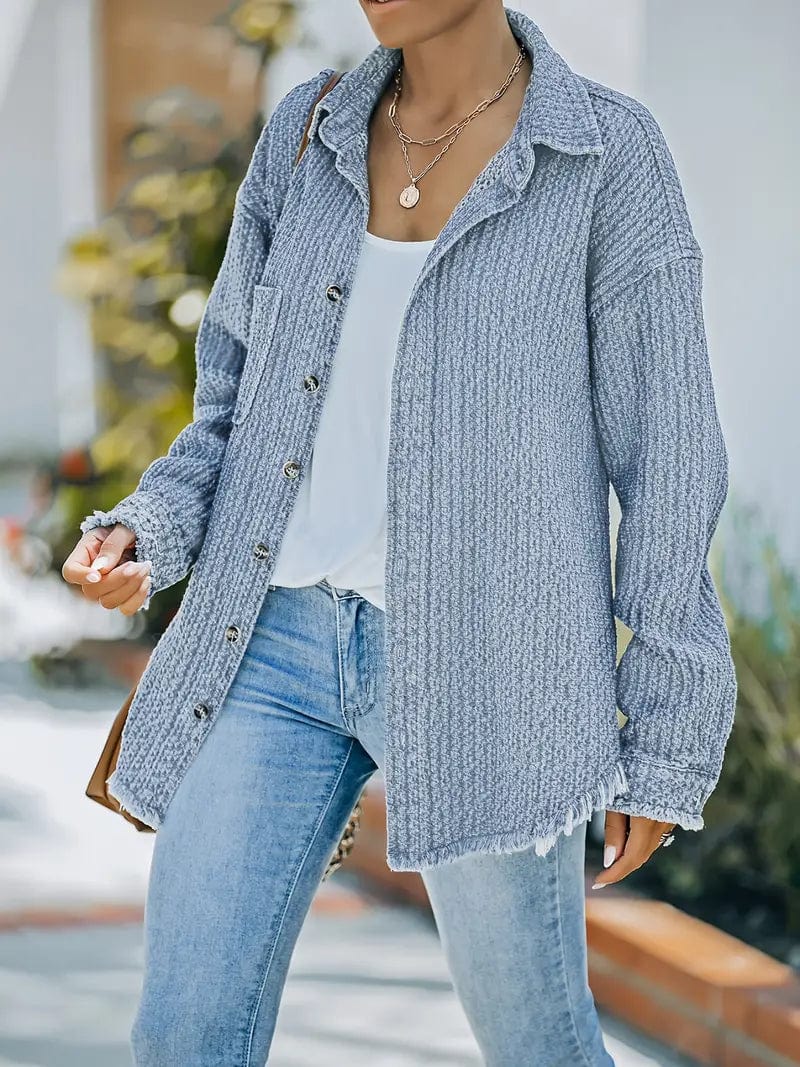 Comfortable Loose Fit Blue Jeans Jacket - OutfitLondon