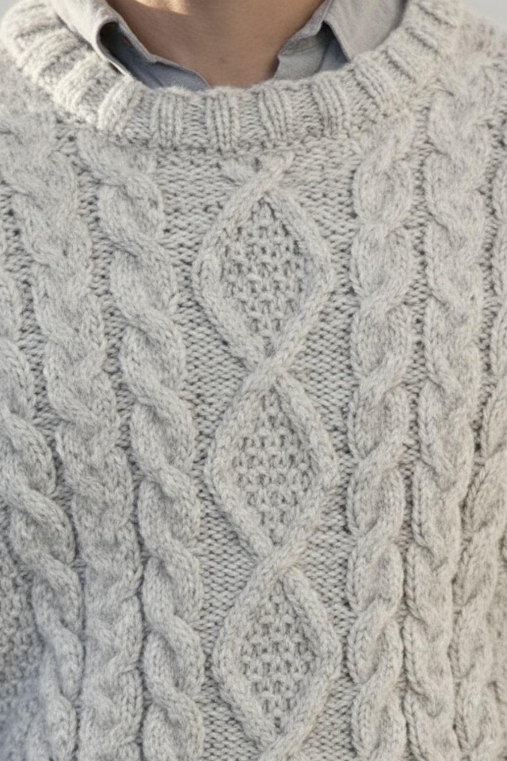 Thick Cable Knit Crew Neck Jumper Sweater