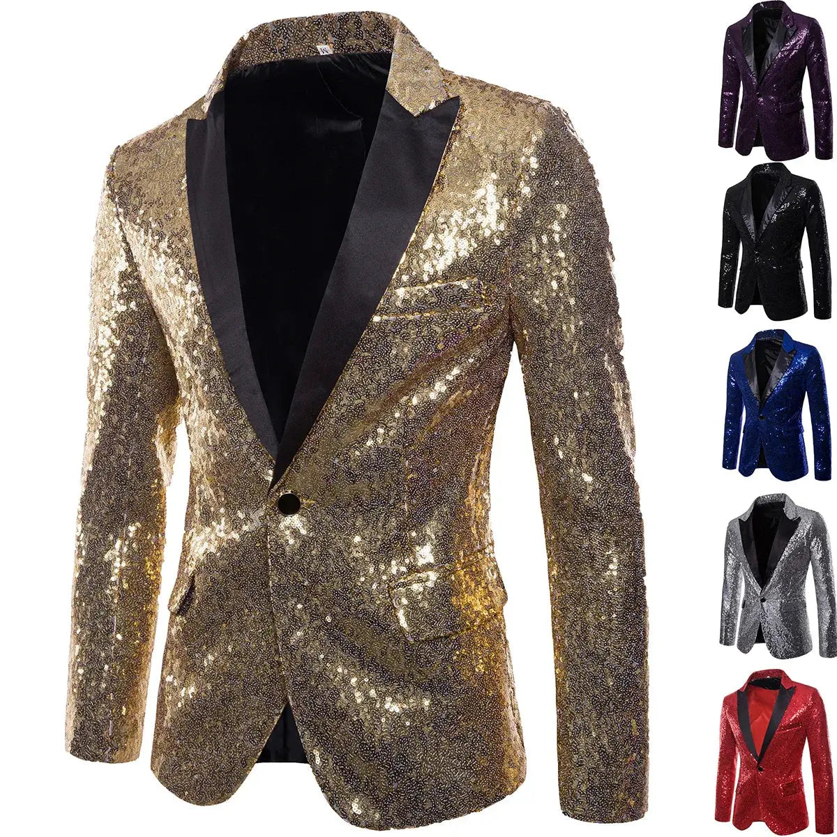 Shiny Sequined Mens Blazer Jacket