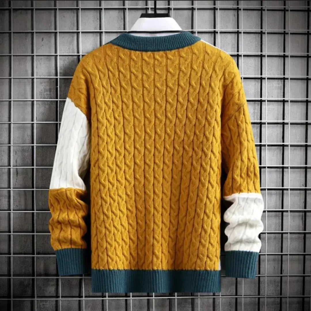 Men's Patchwork Crewneck Sweater