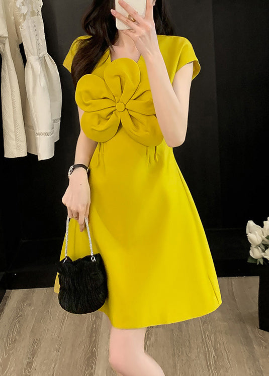 Women's Cotton Summer Dress Yellow Floral Breathable Lightweight - OutfitLondon