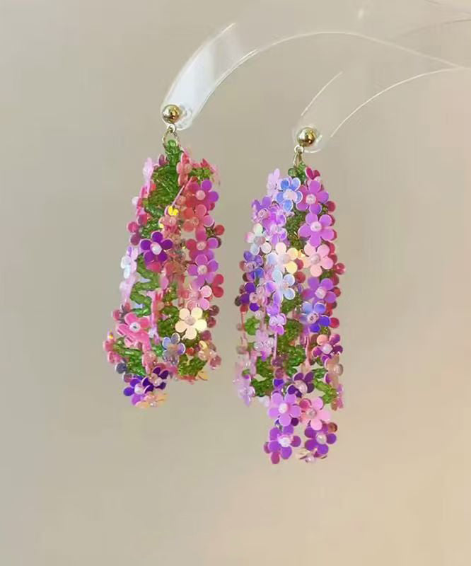 Women's Acrylic Dangle Earrings Glitter Tassels - OutfitLondon