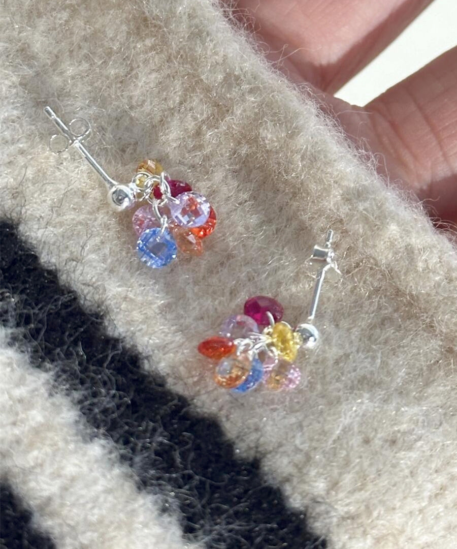 Women's Crystal Dangle Earrings Alloy Rainbow - OutfitLondon