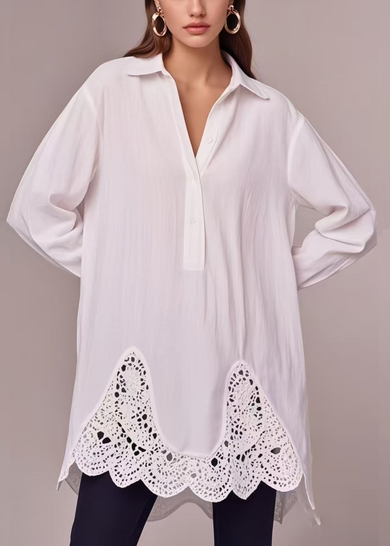 Women's Cotton Shirt Oversized White - OutfitLondon