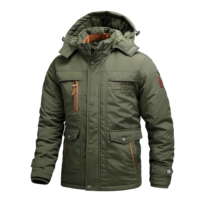 Warm Insulated Waterproof Men's Parka Jacket with Hood
